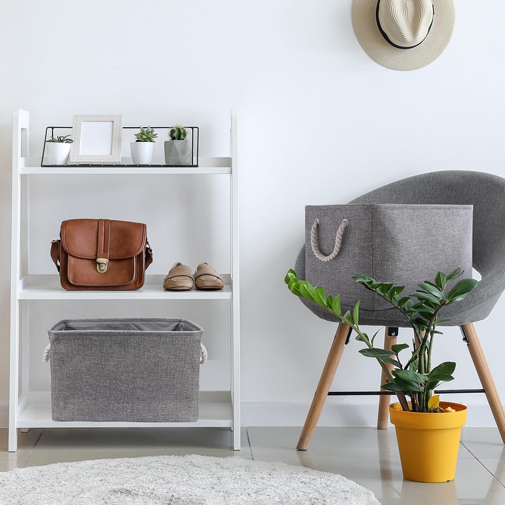 TcaFmac Organization and Storage Basket for Organizing - Large 2 Pack 16x12x12 inch Fabric Storage Cubes, Collapsible Storage Bins for Shelves Closet Gift Cloth Toy Books Baby (Grey)