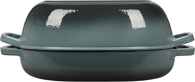 Enameled Cast Iron Oval Dutch Oven Pot with Lid, Dutch Oven for Sourdough Bread Baking, Oval Bread Pan, 7qt, Seasalt