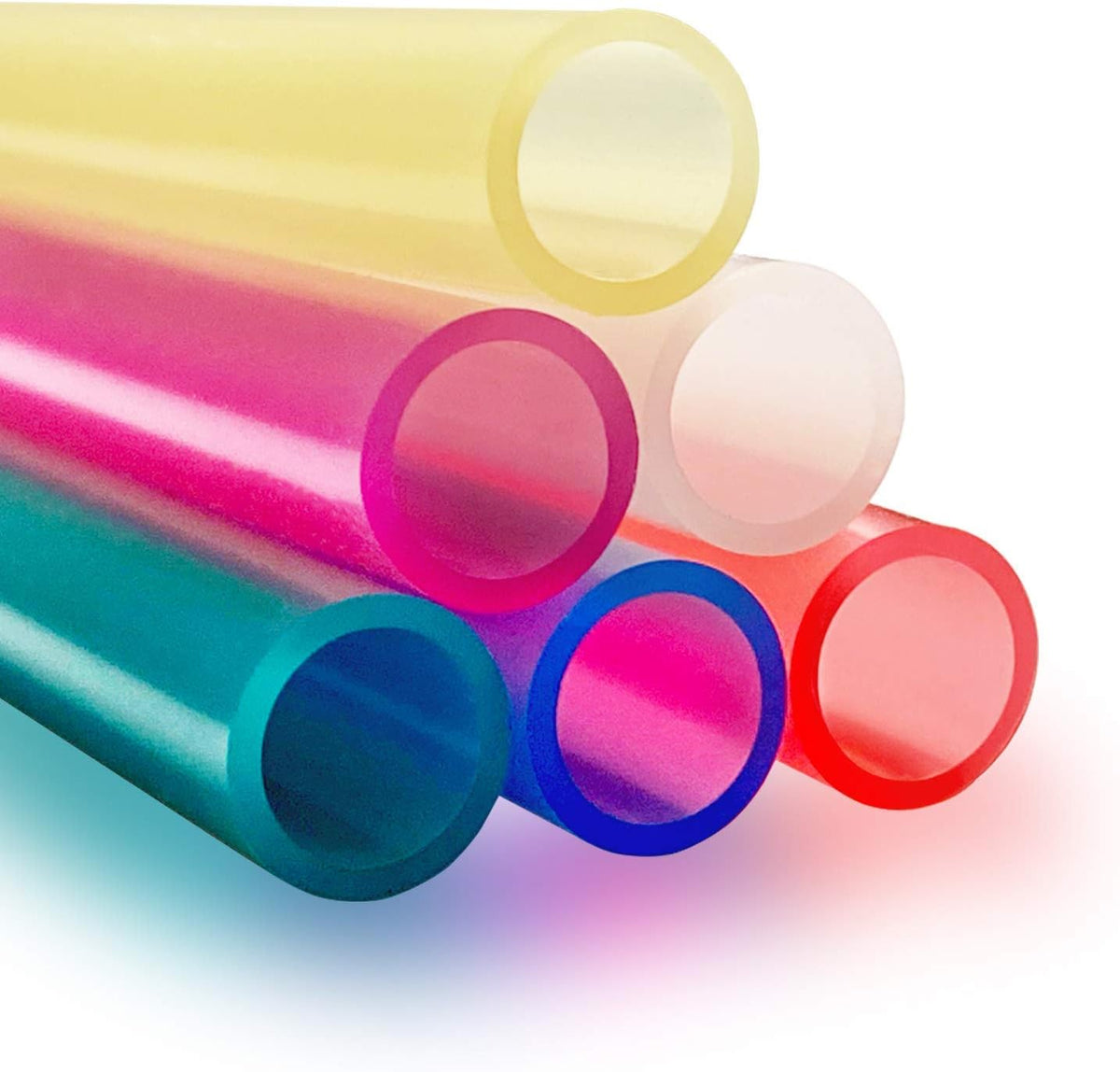 12 Pcs Eco Friendly Silicone Straws with 2 cleaning Brushes,Reusable Silicone Drinking Straws,for 20oz Tumblers,Yeti, Ozark, (Pure Multicolor, 7.87 inches)