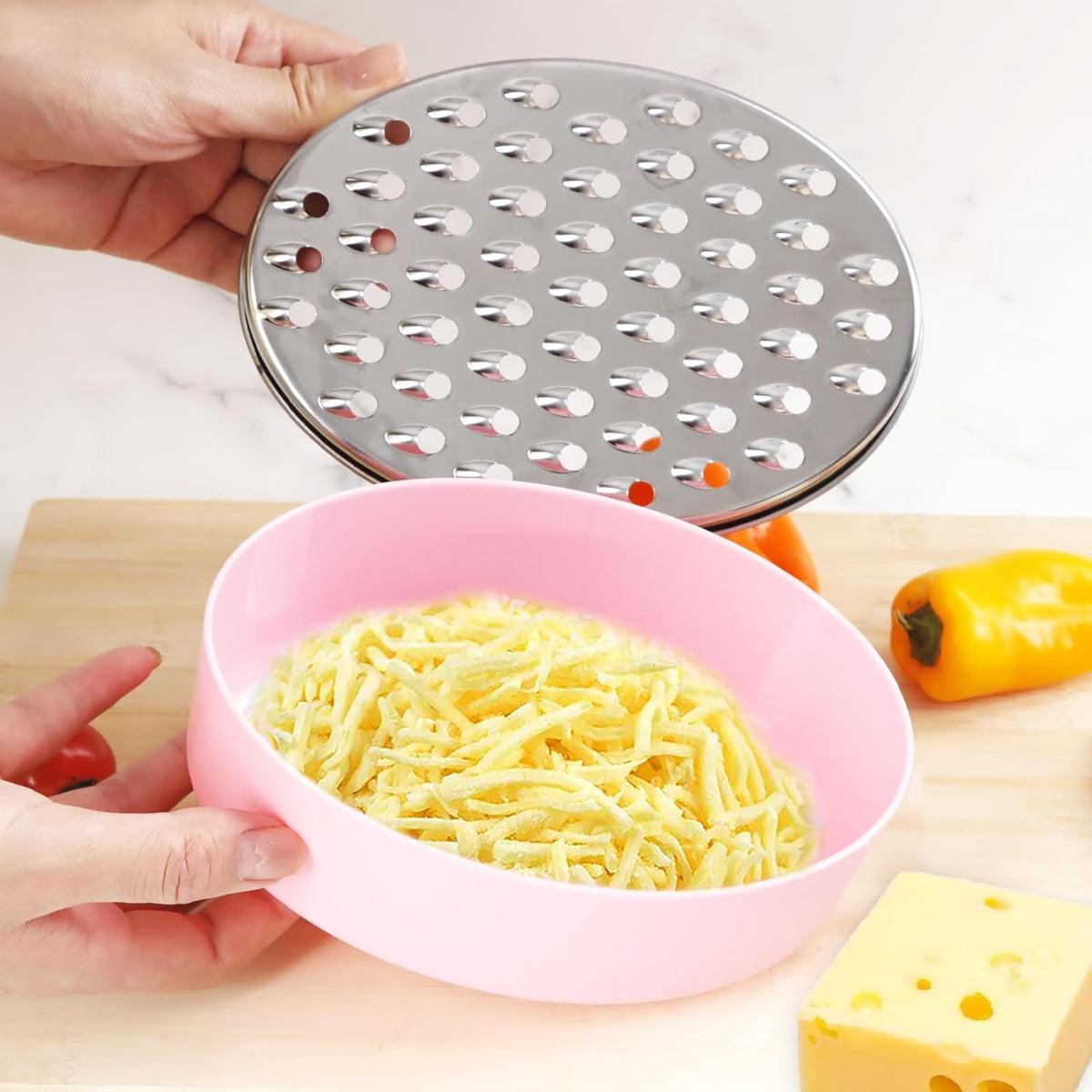 Cheese Grater Citrus Lemon Zester with Food Storage Container & Lid - Perfect For Hard Parmesan Or Soft Cheddar Cheeses, Ginger, Vegetables, Butter, Chocolate & Nutmeg (Pink)