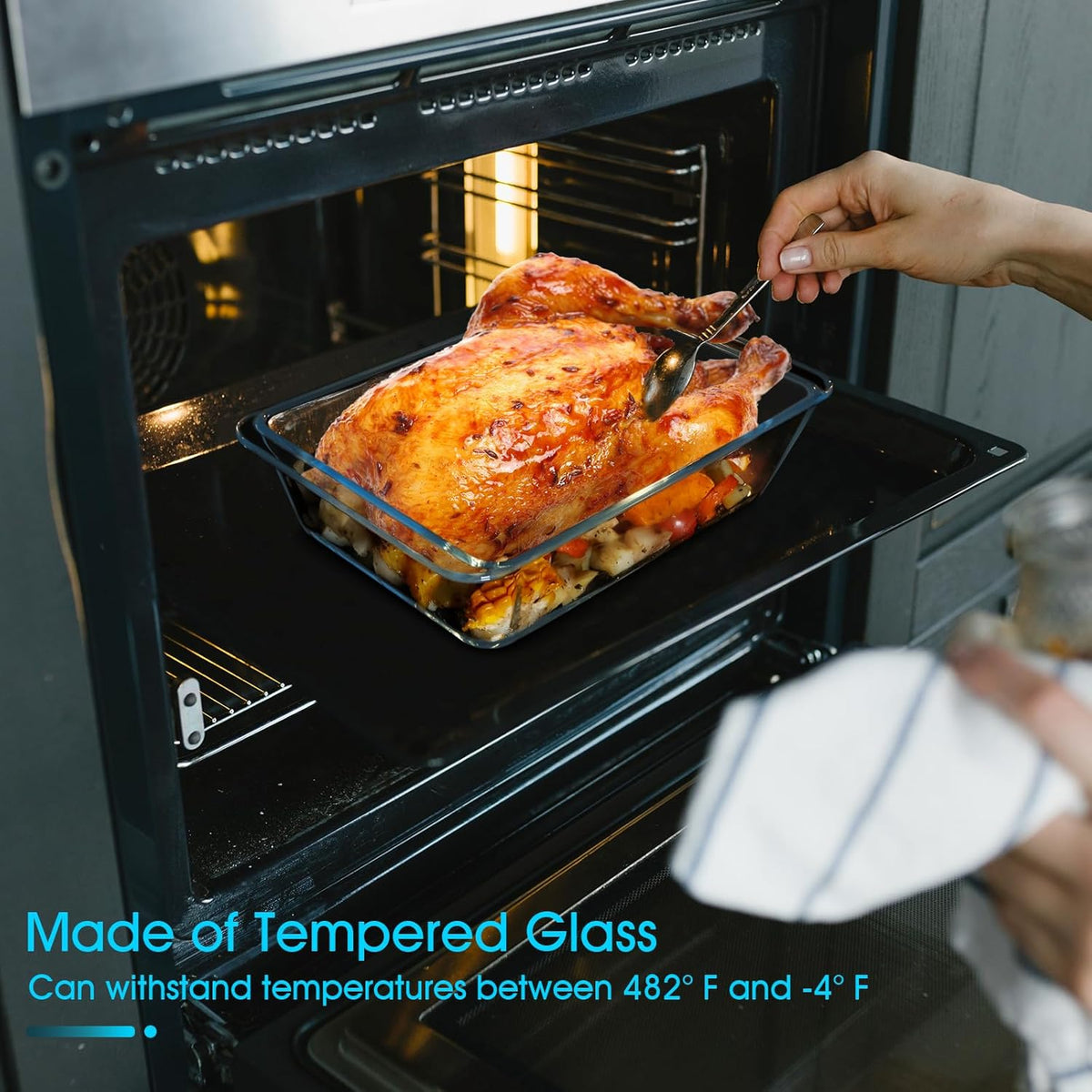 NUTRIUPS 3.7QT Deep Glass Baking Dish,(11.5×8inches)Large Glass Baking Pan,Rectangular Lasagna Pan,Glass Casserole Dish,Microwave & Oven Safe