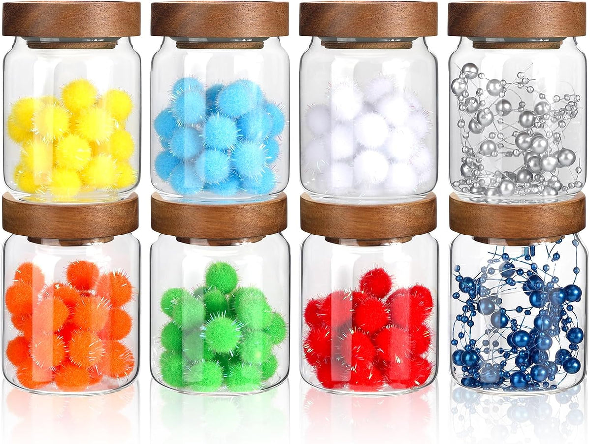 Glass Spice Jar Coffee Sugar Container Airtight Glass Jar Food Storage Canisters Bottle for Kitchen Seasoning Tea Herb Overnight Oats Bar Parfait Snacks (8 * 150ml(5oz))
