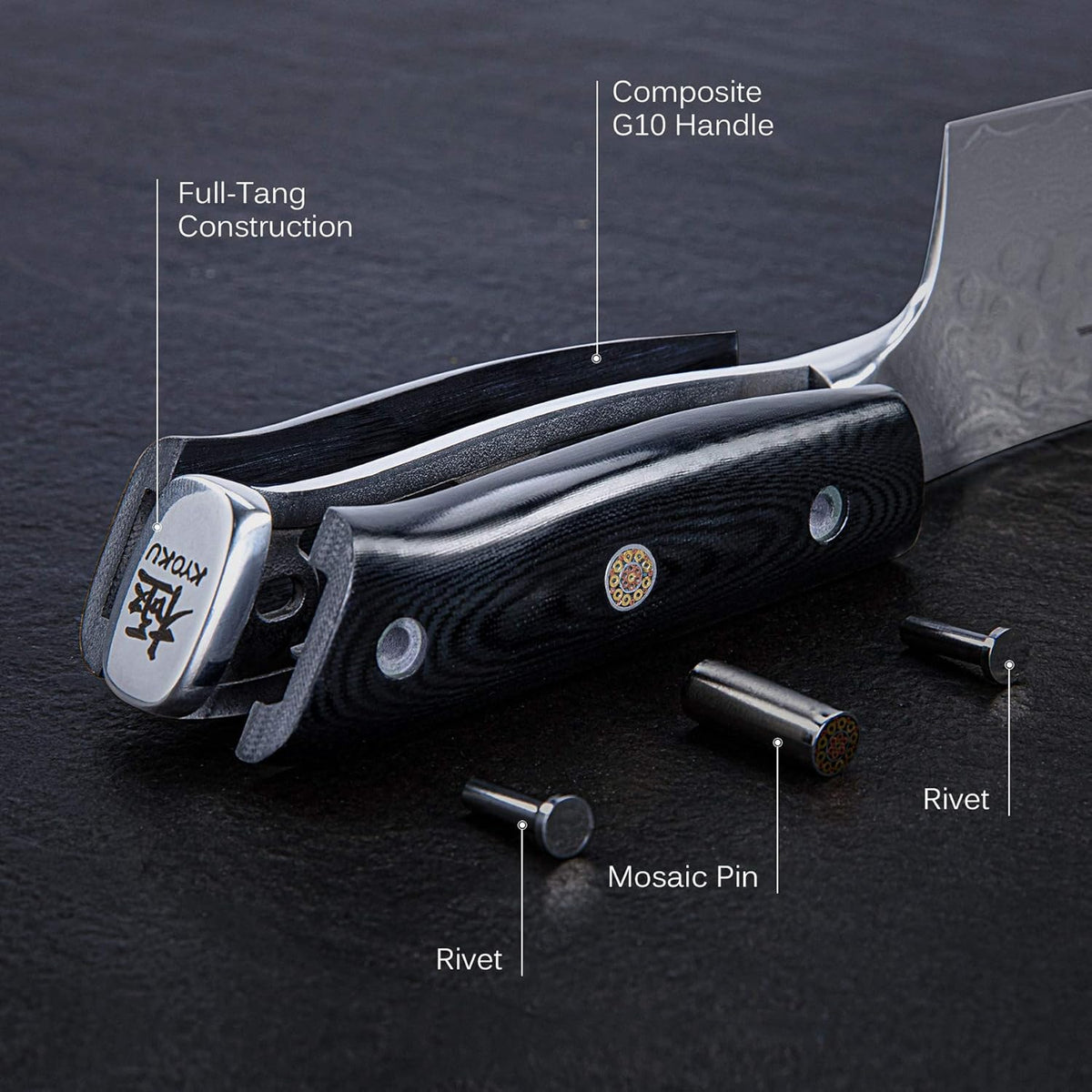 KYOKU Santoku Knife - 7" - Shogun Series - Japanese VG10 Steel Core Forged Damascus Blade - with Sheath & Case
