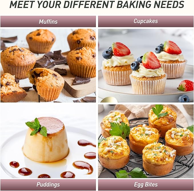 2 Packs 24 Cups Silicone Muffin Pan with Metal Reinforced Frame Mini Size Cupcake Pan Tray Egg Bites Silicone Circle Cookie Molds Muffin Tin Tart Pans Baking Sheet Set for Breakfast Sandwiches
