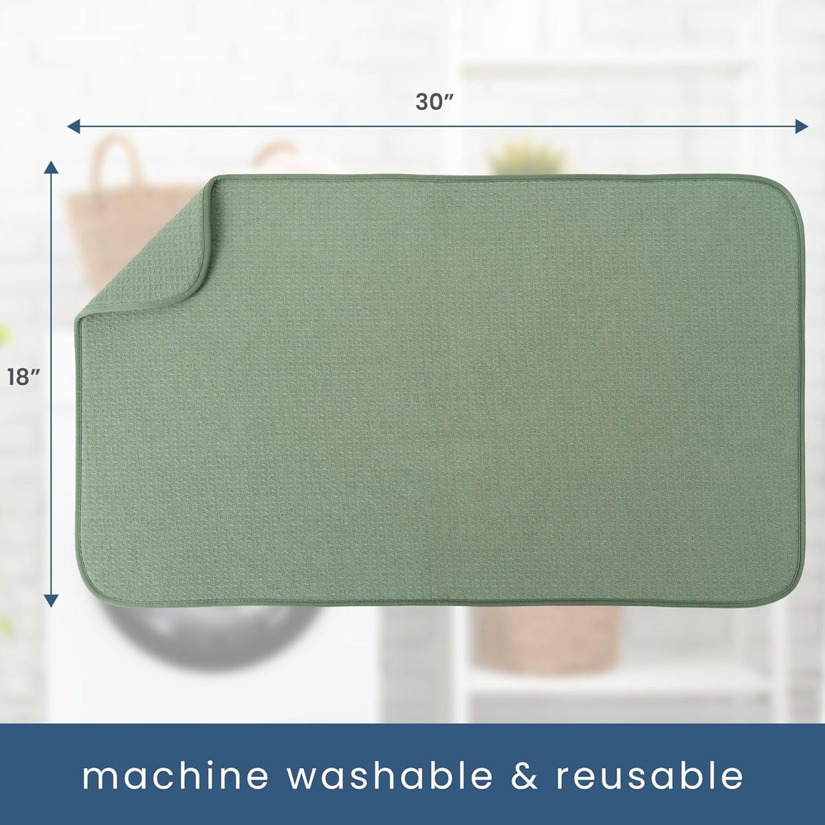 S&T INC. Dish Drying Mat Jumbo, 18” x 30”, Absorbent Microfiber Kitchen Counter Mat, Dish Drying Pad for Dishes, Utensils, Pots and Pans, Jumbo, Sage Green