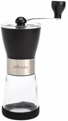 Primula Manual Adjustable Burr Coffee Grinder - Ceramic Mill & Brushed Stainless Steel Body - Whole Bean for French Press, Cold Brew, Espresso, Camping, And More