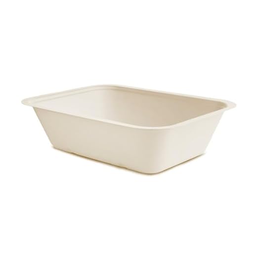 Vegware Compostable 60oz Large Molded Fiber To Go Containers, Case of 600, Nourish, No-Added PFAS, Reuseable, Bagasse, Meal Prep Food Storage, Suitable for Hot or Cold, Choice of Size 5 Lids & bases