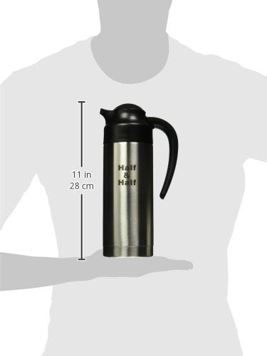 Service Ideas S2SN100HHET Steelvac Creamer Carafe,"Half & Half" Etched, Stainless Vacuum Insulated, 1 Liter (33.8 Ounces), Dishwasher safe, NSF listed, Brushed finish