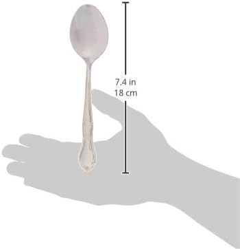 New Star Foodservice 58703 Rose Pattern, 18/0 Stainless Steel, Dinner/Dessert Spoon, 7-Inch, Set of 12