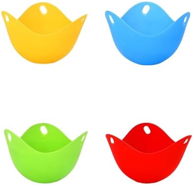 Nonstick Silicone Egg Poacher - 4PCS Premium Poaching Cups for Microwave & Stovetop - Easy-to-Use Cooker & Molds - Durable Cookware Set