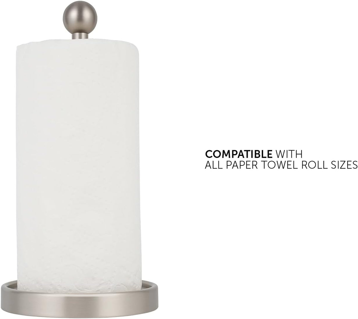 Ivilon Countertop Paper Towel Holder - Modern Sleek Ball Minimalist Design - Color Brushed Nickel