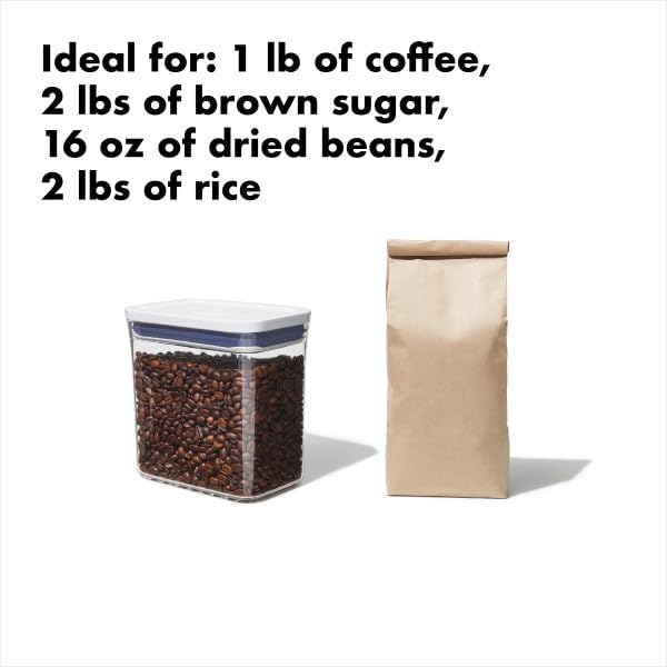 OXO Good Grips POP Container – Airtight 1.7 Qt for Coffee and More Food Storage, Rectangle, Clear