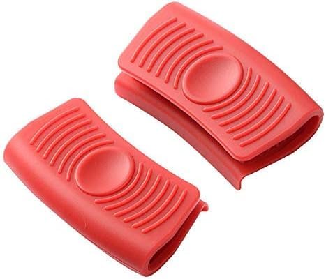 2 Pairs Silicone Assist Hot Handle Holder XX915 Hot Skillet Handle Covers Pot Holder Sleeve Cast Iron Skillets Nonslip Heat Resistant for Kitchen Pot Pan Cookware