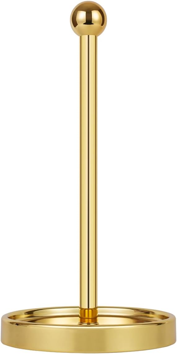 Ivilon Countertop Paper Towel Holder - Modern Sleek Ball Minimalist Design - Color Gold Polished