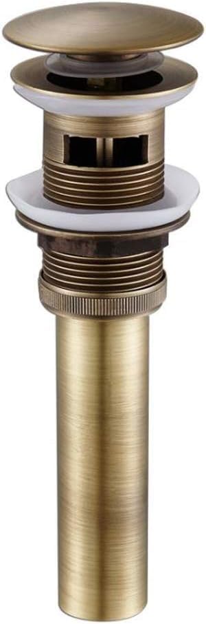 Bathroom Faucet Vessel Vanity Sink Large Pop Up Drain Stopper with Overflow, Antique Brass Sink Drainer