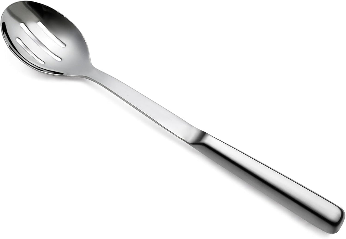 New Star Foodservice Hollow Handle Notched Serving Spoon (Silver, Slotted Serving Spoon (12-Inch))