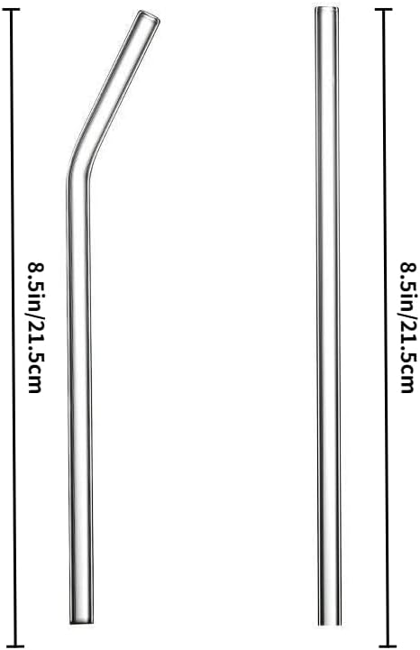 16 Pack Reusable Glass Straws,SIZE(8.5''x10 MM)，Set of 6 Straight and 6 Bent with 4 Cleaning Brush,Perfect for Smoothies,Tea, Juice