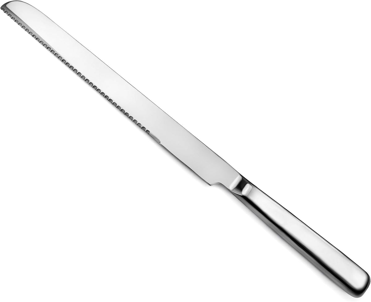 New Star Foodservice Hollow Handle Notched Serving Spoon (Silver, Bread Knife (14-Inch))