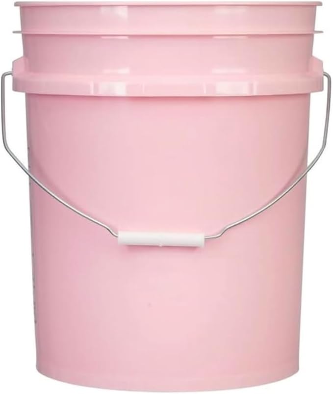 House Naturals 5 Gallon Premium HPDE Plastic Bucket - Made in USA Food Grade Storage Container, BPA Free All Purpose Pail (5, Pink)