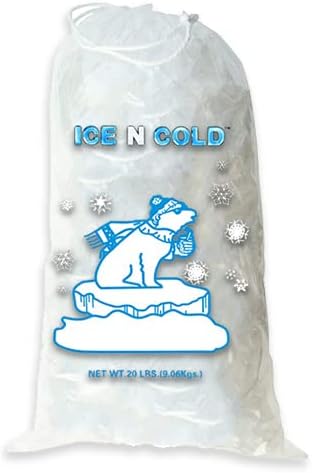 Ice Bags with Drawstring Closure | 20lb, 600ct/cs | 50 mic Thickness | Portable Storage and Freezer Keeper