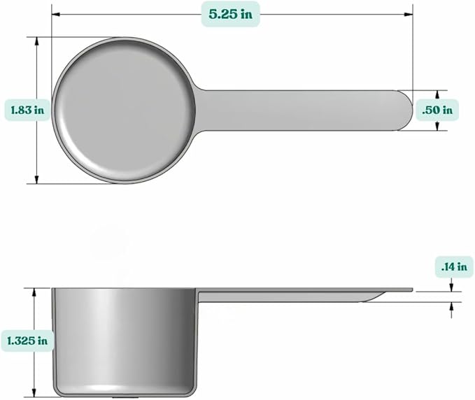 48 mL (48 CC | 1.62 Oz.) Long Handle Scoop for Measuring Coffee, Pet Food, Grains, Protein, Spices and Other Dry Goods (Pack of 5)