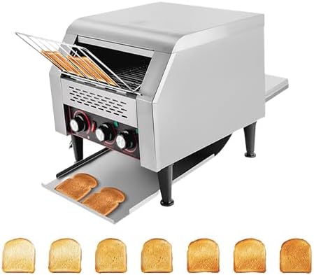 Commercial Conveyor Toaster 300 Slices/Hour, 2200W Stainless Steel Heavy-Duty Industrial Toasters/Three-ring Heating Tubes, Electric Bun Toaster Restaurant Equipment for Bun Bagel Bread Baked Food