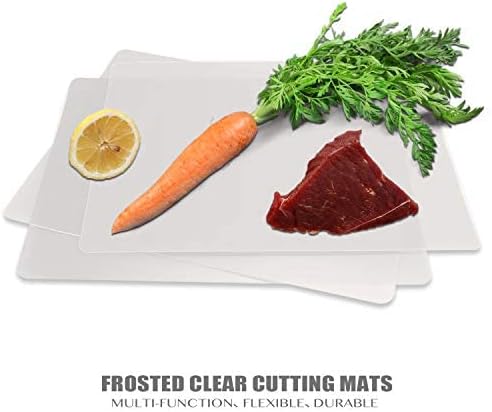 Fotouzy Plastic Cutting Board Set of 7, Frosted Clear Flexible Cutting Mats, BPA-Free, Non-Porous, Dishwasher Safe, Transparent