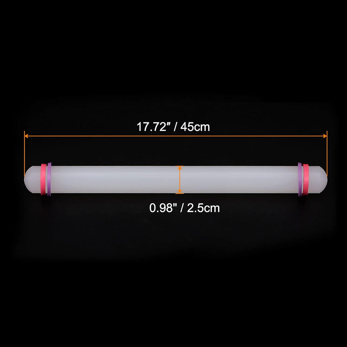 HARFINGTON 2pcs Fondant Rolling Pin 18 Inch x 0.98 Inch Adjustable Guide Rings Non-Stick PP Plastic Fondant Roller Dough Roller Kitchen Decorating Tools for Cookie Pastry Pizza Clay