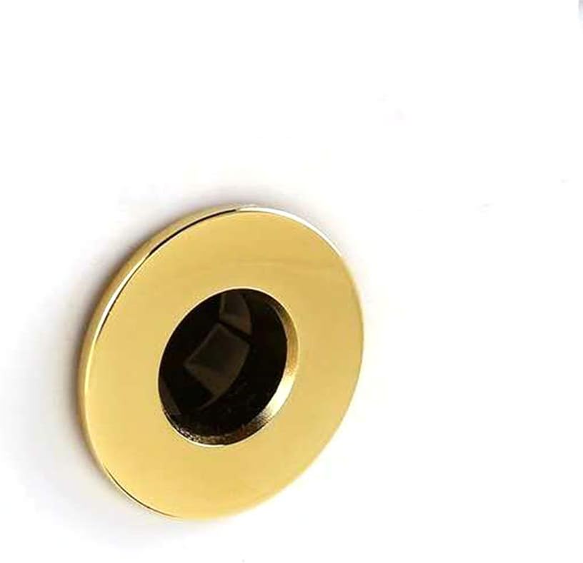 Sink Basin Trim Overflow Cover Brass Insert in Hole Round Caps Gold