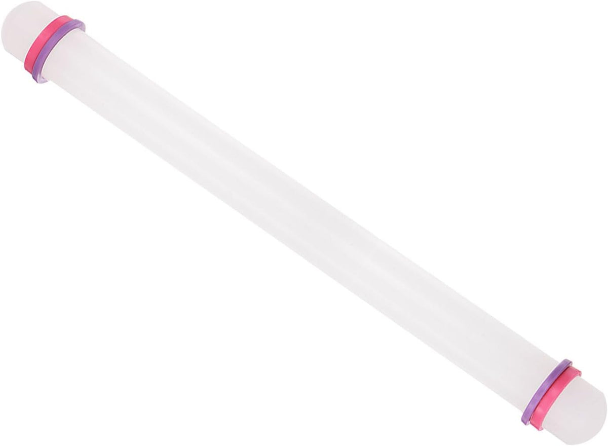 Fondant Rolling Pin, 18" Length, PP Plastic Non-Stick Guide Rings Fondant Roller Dough Roller - (Applications: for Clay Baking Fondant DIY)