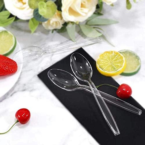 Liacere 360 Pieces Clear Plastic Spoons - Heavyweight Disposable Spoons-6.7inch Heavy Duty clear Cutlery - Plastic Utensils - Perfect for Chrismas Parties and Restaurants for Spring