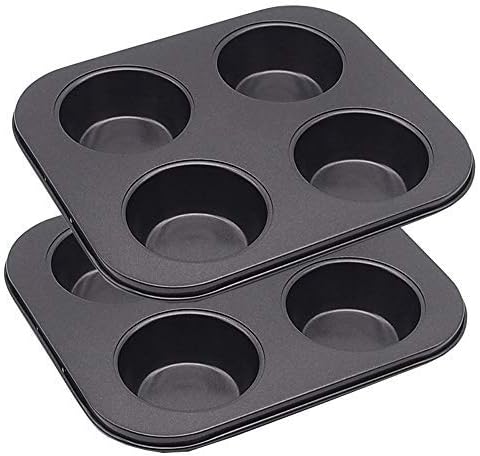 4 Cup Muffin Pan 2 Pcs (8.5 X 7.48 Inch) Air Fryer Small Oven Cupcake Baking Pan Non Stick No Toxic Bakeware