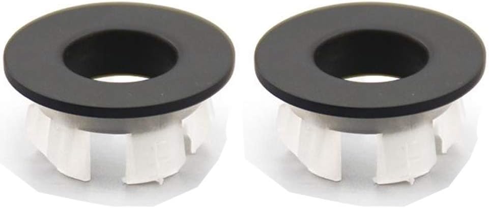 Sink Basin Trim Overflow Cover Brass Insert in Hole Round Caps Matte Black 2 PCS