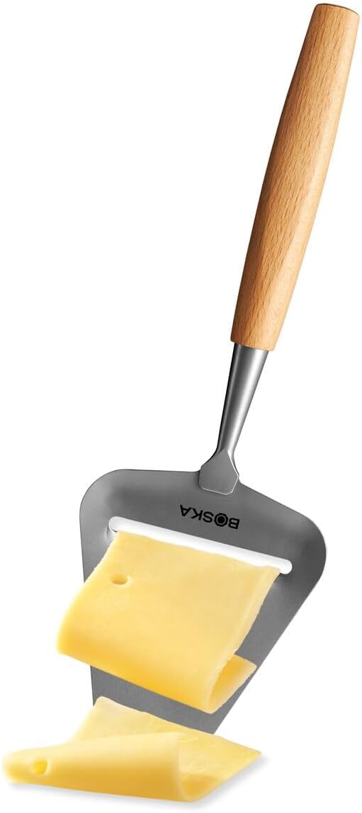 Boska cheese slicer Amigo/Slicer for mature and aged cheese/Ergonomic handle/Stainless steel/Beech wood/Non-stick thanks to BSF treatment/Also for slicing vegetables
