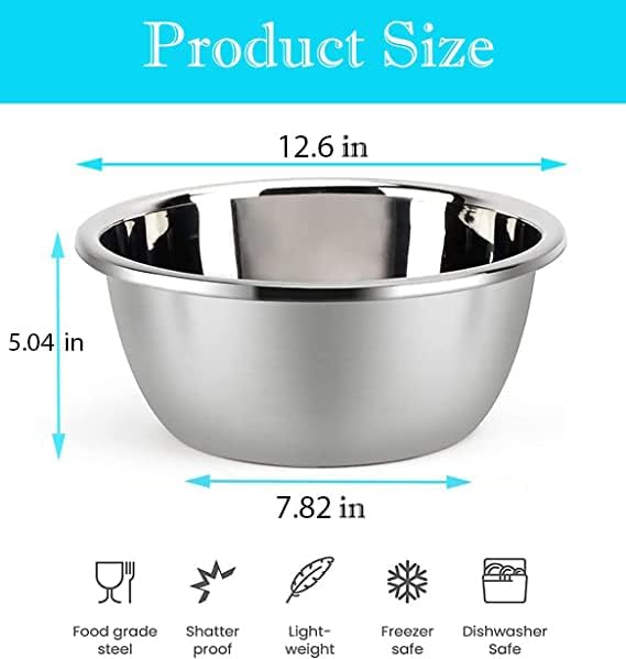 meleg otthon Stainless Steel Mixing Bowls, 8.5QT Salad Bowl, Metal Bowls With water filter basin, Stainless Steel Basin, Heavy Duty Deeper Edge Mirror Finish Dishwasher Safe Bowl (XXL)…
