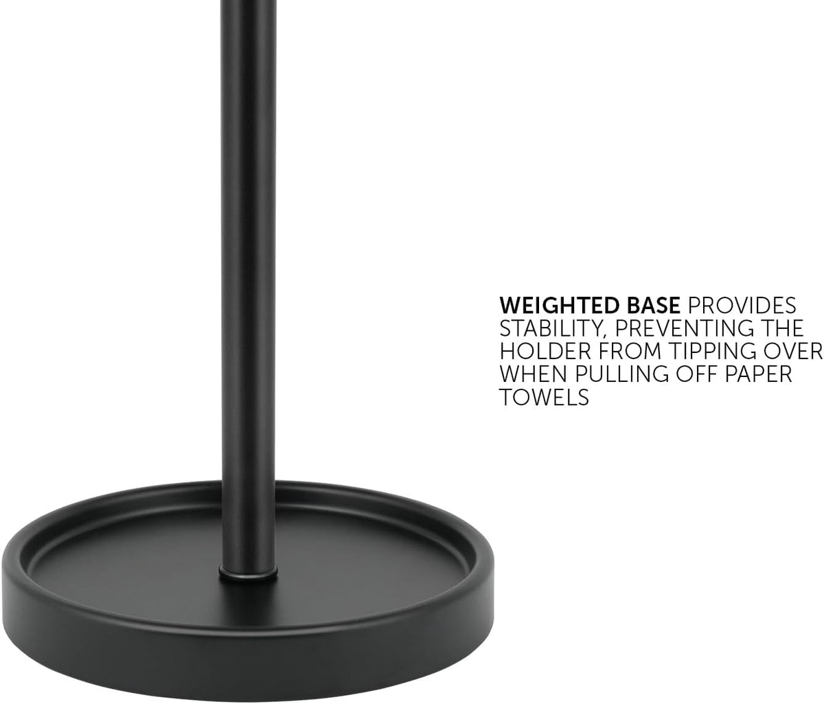 Ivilon Countertop Paper Towel Holder - Modern Sleek Ball Minimalist Design - Fits All Paper Towel Roll Sizes - Color Black