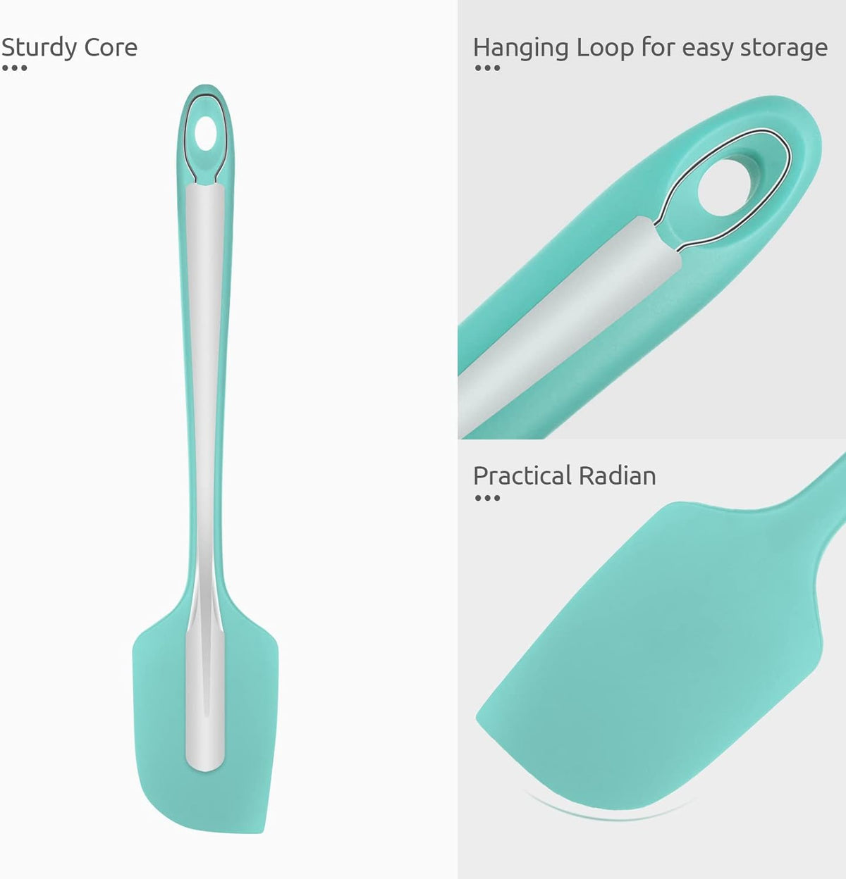 14in Extra Large Silicone Spatula: U-Taste 600ºF Heat Resistant Flexible Silicon Mixing Stirring Cooking Scraping Baking Bowl Scraper Seamless Spreader for Kitchen Nonstick Cookware (Aqua Sky)