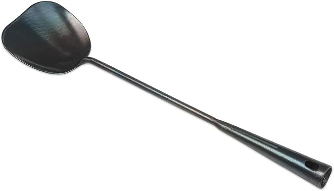 ZhenSanHuan Hand Hammered Carbon Steel Spatula Long Handle Chuan Wok Tool