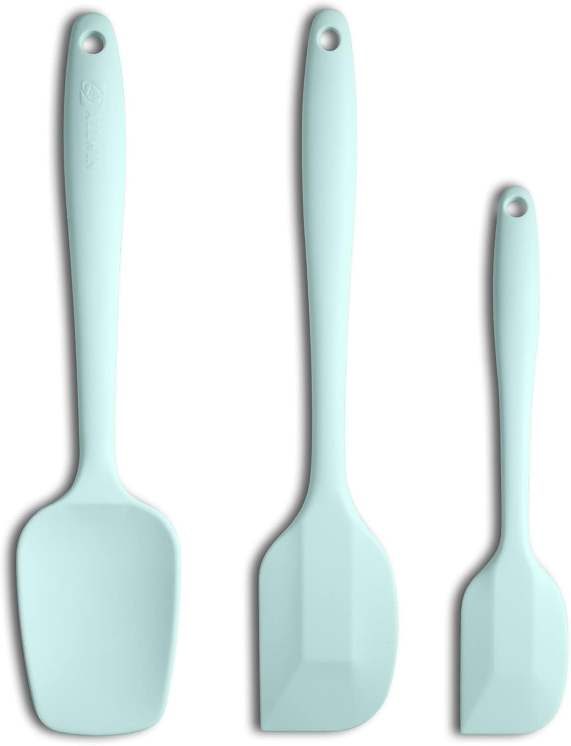 Silicone Spatula 3-piece Set, Ergonomic Handle High Heat-Resistant Spatulas, Non-stick Rubber Spatulas with Stainless Steel Core, Macaron Navy