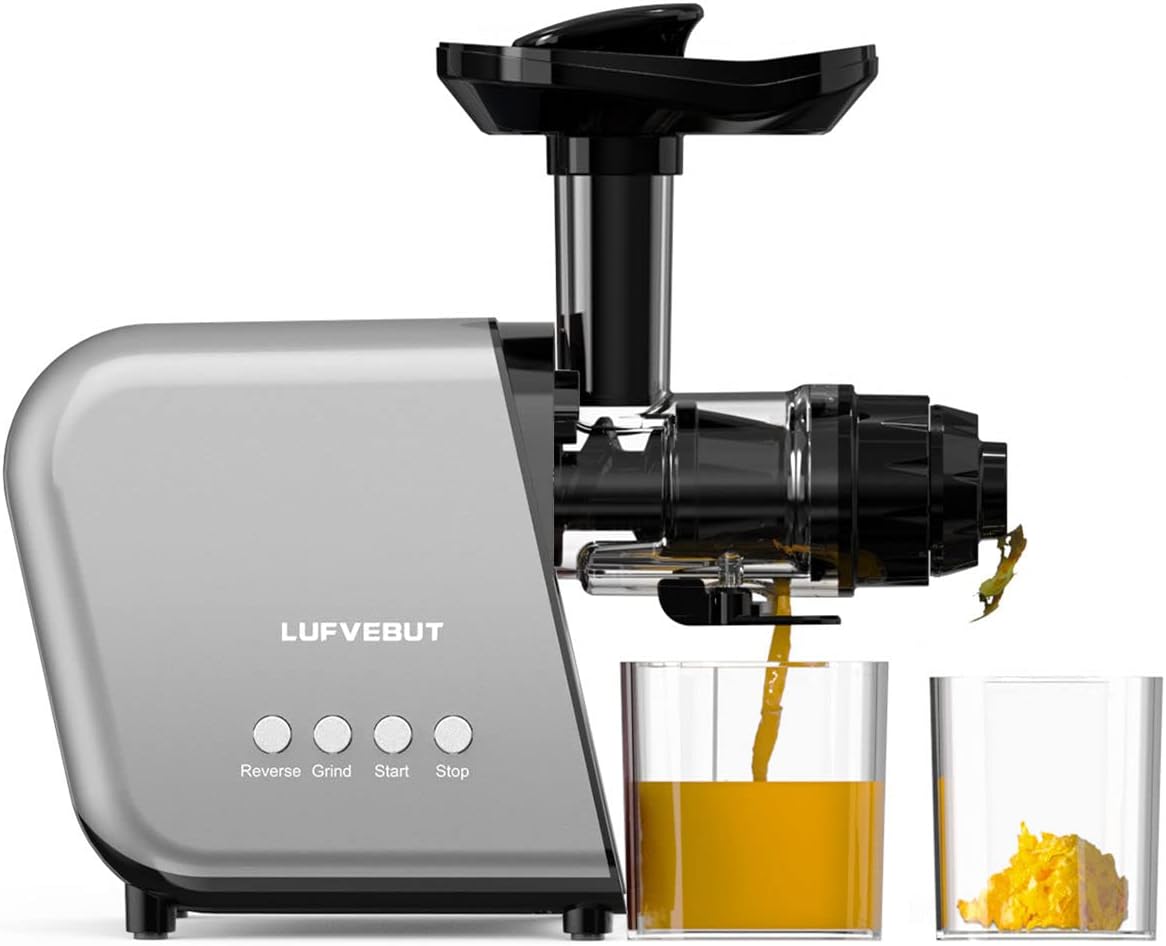 Slow Juicer Carrot Ginger, 250W Cold Press Juicer Machine BAP Free, Easy To Clean High Yield Juicer Extractor with Grinding Function, Dishwasher Safe Masticating Juicer for Hard Vegetable and Fruit