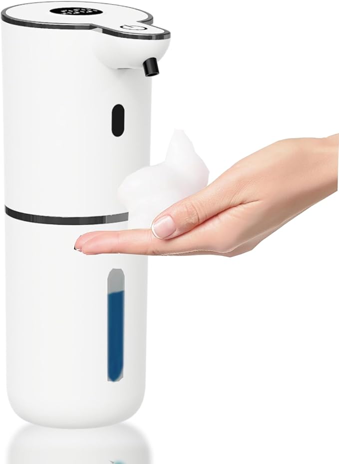 Automatic Soap Dispenser Touchless, Foaming Soap Dispenser 6 Adjustable Level Hands Free USB Rechargeable Dispenser Electric Wall Mounted Dish Dispenser Kitchen Bathroom