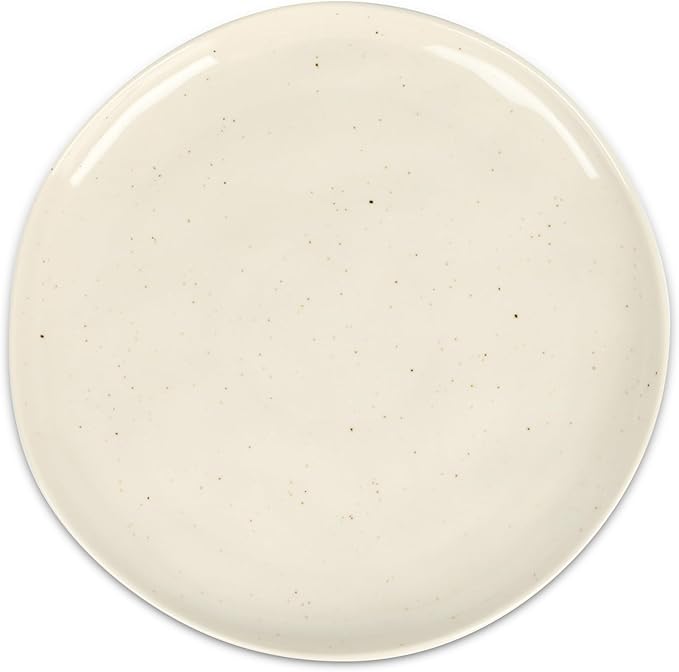 Stone Lain Mirella 4-Piece Dinner Plate Set Stoneware, Dishwasher and Microwave Safe, Beige