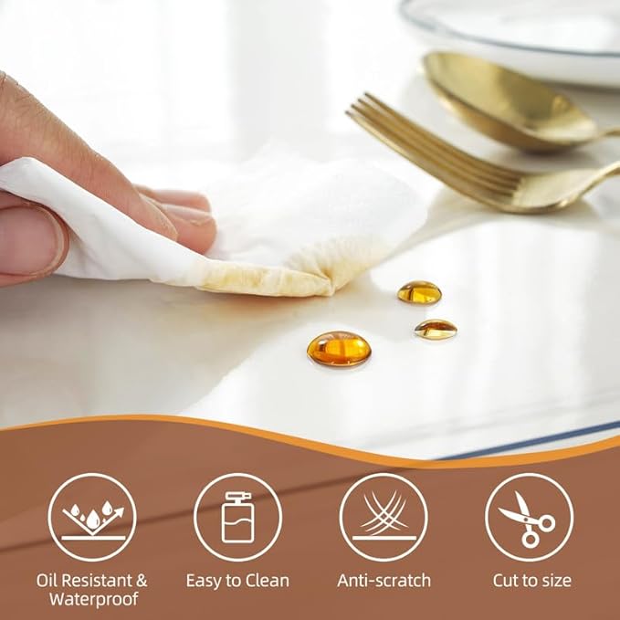 Warmstar Clear Table Cover Protector 44 x 96 Inch,1.5mm Thick Plastic Table Cover Rectangle,PVC Clear Table Protector,Desk Protector Mat for Kitchen, Dresser, Writing Desk，Dining Room Table
