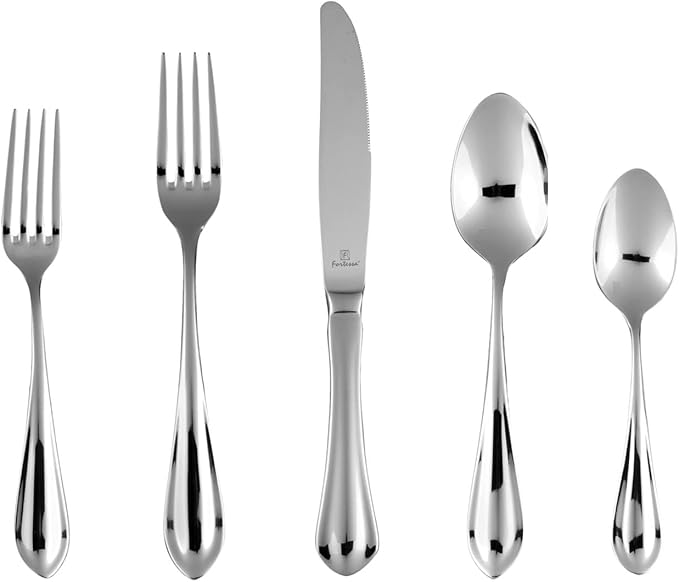Fortessa Forge 18/10 Stainless Steel Flatware, 5 Piece Place Setting, Service for 1
