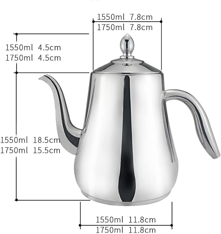 SANQIAHOME Stainless Steel Teapot with Infuser Silver 58Oz