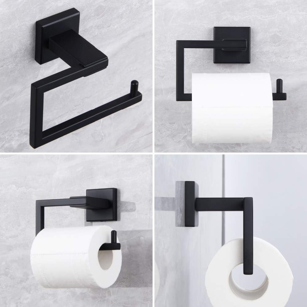 Matte Black Toilet Paper Holder SUS 304 Stainless Steel Wall Mounted Toilet Tissue Roll Holder for Bathroom