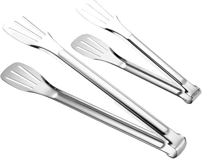 2 Pack Kitchen Tongs Stainless Steel Locking Cooking Barbecue Grilling Food Tongs Kitchen Clamps Sturdy High Resistant Heat Tongs (2PC (7inch and 12inch))