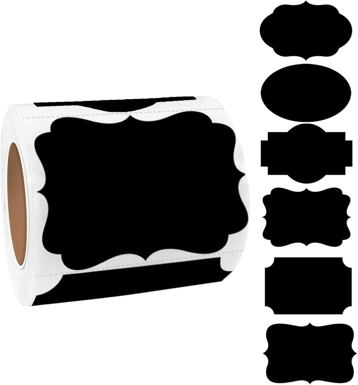 Black Labels Stickers, 250 PCS 3" x 2" Fancy Shape Sticker for Storage Box or Food Jars Holiday Present Christmas Gift Tags