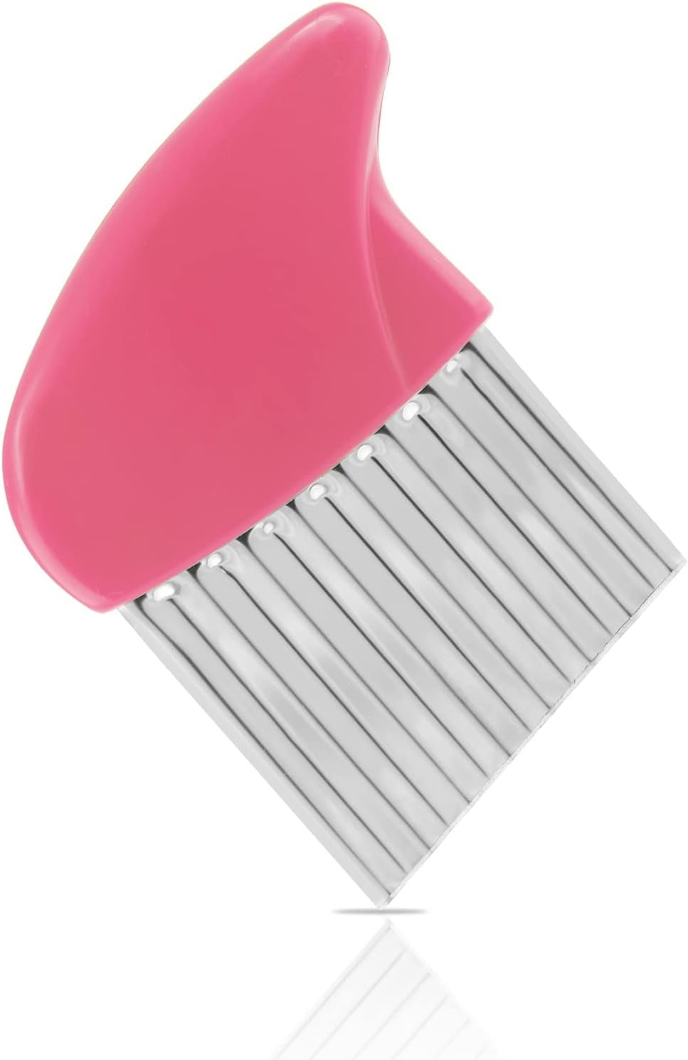 Luomorgo Stainless Steel Potato Crinkle Cutter Carrot Wavy Knife French Fry Slicer Vegetable Wavy Chopper, Pink