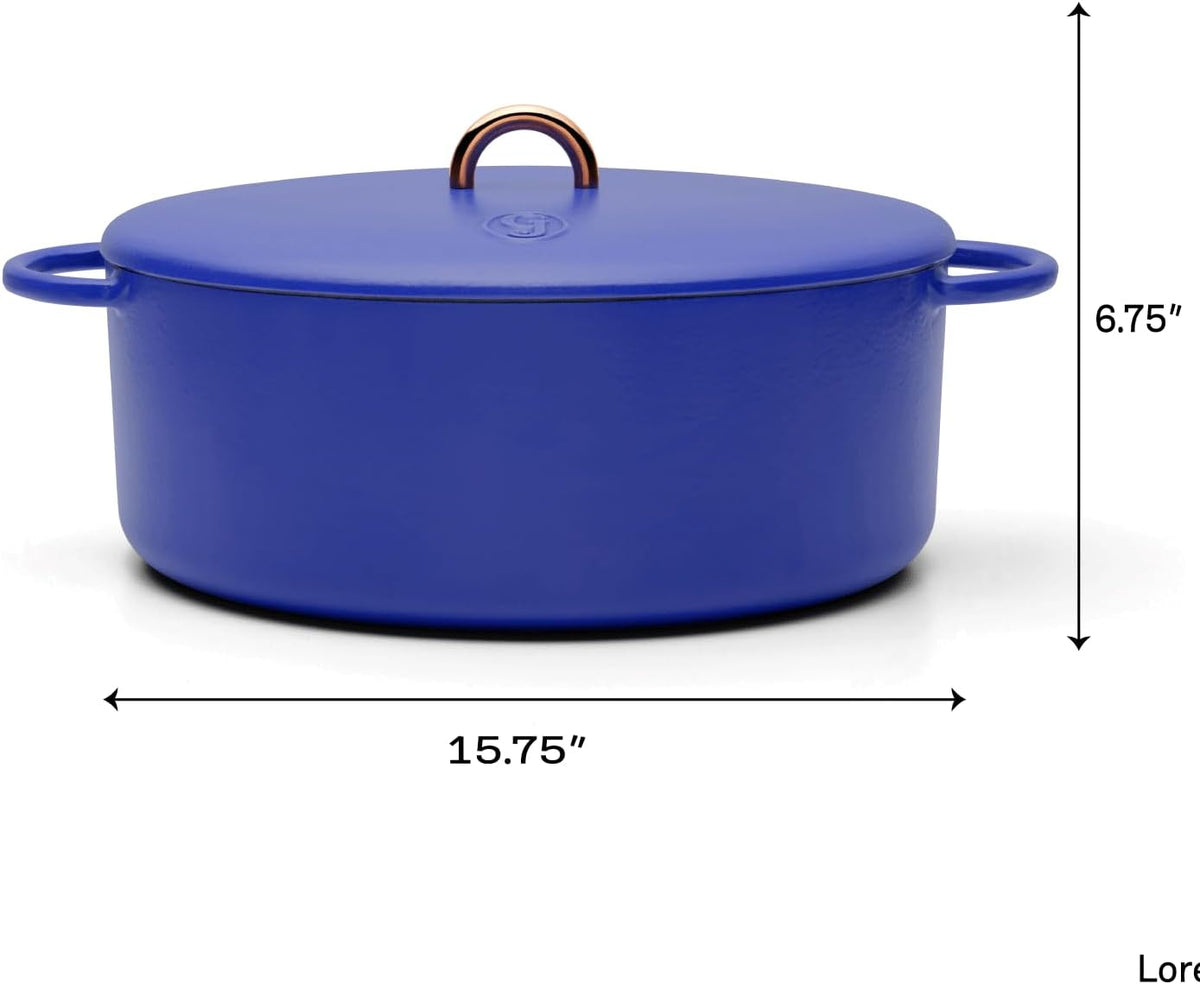Great Jones Dutchess Cast Iron Dutch Oven Pot With Lid (Blueberry) - Large 6.75 Quart Size, Dual Handles - All Stovetop Safe - 500° Dutch Oven For Bread Baking | Dishwasher Friendly